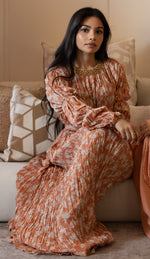 Soft flower crushed pleated dress