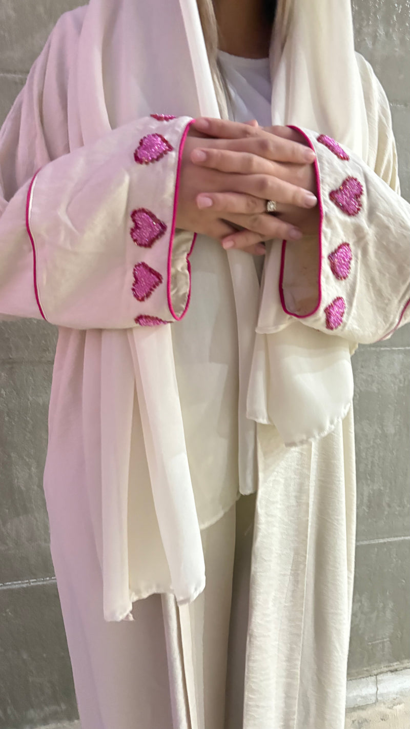 Pink  heart abaya 💗