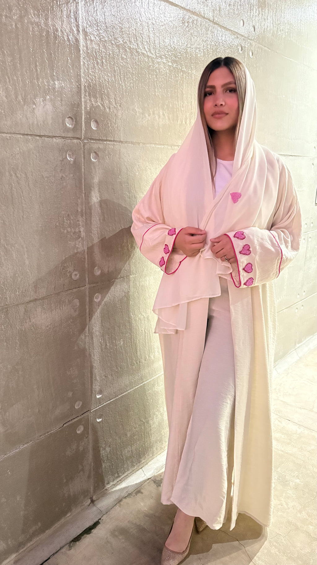 Pink  heart abaya 💗