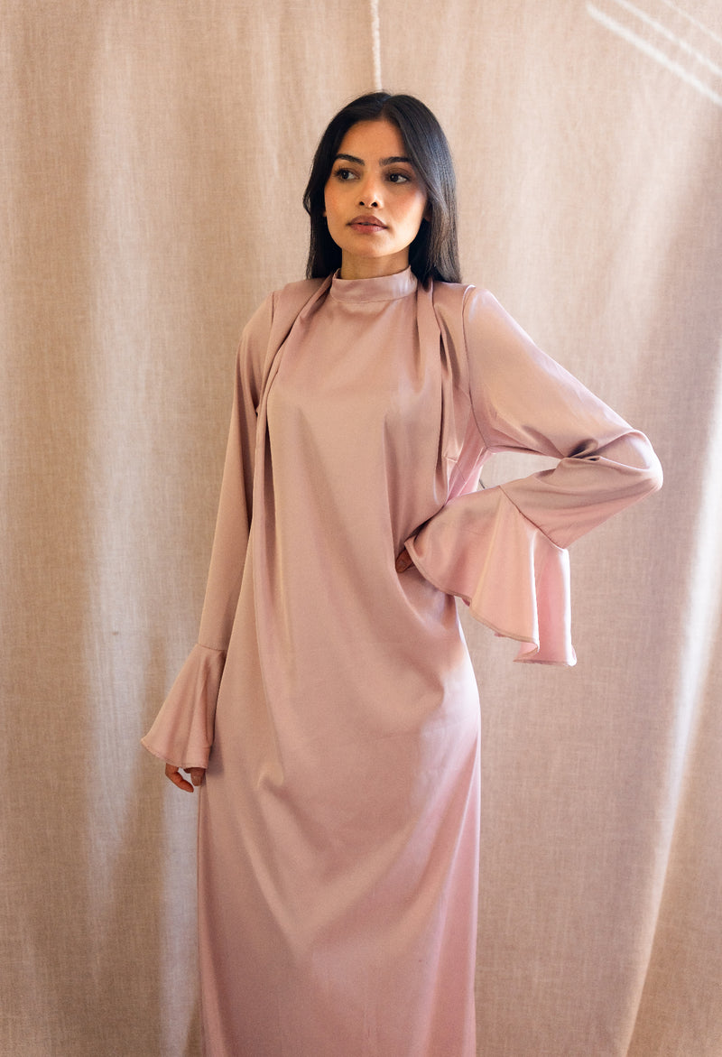 Sleek soft bell sleeve dress